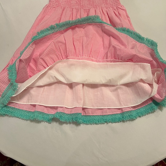 Sail to Sable Spaghetti Strap Smocked Dress Pink/White / Green Sz M NWOT - Picture 10 of 10